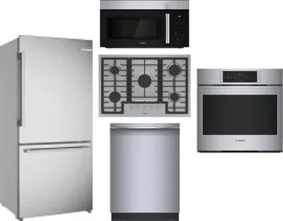 5 Piece Package Includes Refrigerator, Cooktop, Wall Oven, Microwave And Dishwasher