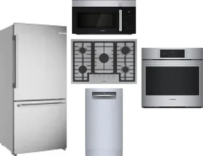 5 Piece Package Includes Refrigerator, Cooktop, Wall Oven, Microwave And Dishwasher