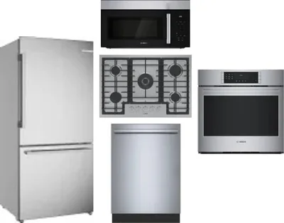 5 Piece Package Includes Refrigerator, Cooktop, Wall Oven, Microwave And Dishwasher