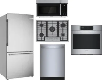 5 Piece Package Includes Refrigerator, Cooktop, Wall Oven, Microwave And Dishwasher