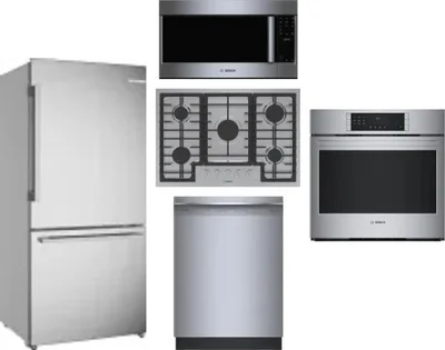 5 Piece Package Includes Refrigerator, Cooktop, Wall Oven, Microwave And Dishwasher