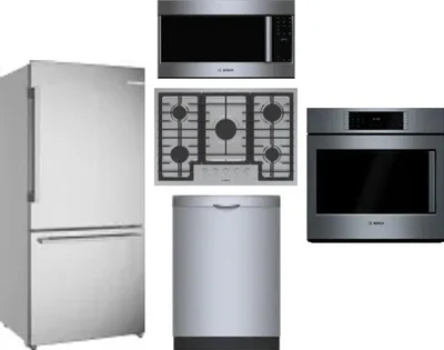 5 Piece Package Includes Refrigerator, Cooktop, Wall Oven, Microwave And Dishwasher