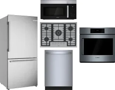 5 Piece Package Includes Refrigerator, Cooktop, Wall Oven, Microwave And Dishwasher