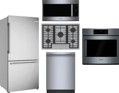 5 Piece Package Includes Refrigerator, Cooktop, Wall Oven, Microwave And Dishwasher