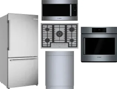 5 Piece Package Includes Refrigerator, Cooktop, Wall Oven, Microwave And Dishwasher