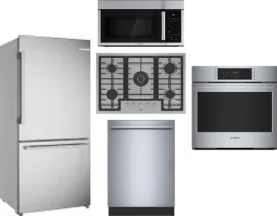 5 Piece Package Includes Refrigerator, Cooktop, Wall Oven, Microwave And Dishwasher