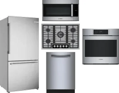 5 Piece Package Includes Refrigerator, Cooktop, Wall Oven, Microwave And Dishwasher