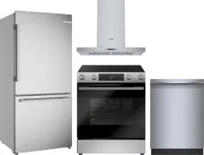 4 Piece Package Includes Refrigerator, Range, Hood And Dishwasher