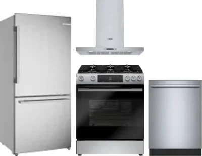 4 Piece Package Includes Refrigerator, Range, Hood And Dishwasher