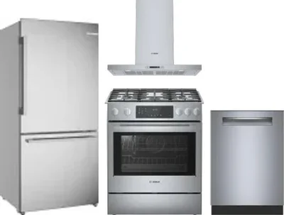 4 Piece Package Includes Refrigerator, Range, Hood And Dishwasher