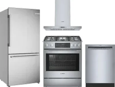 4 Piece Package Includes Refrigerator, Range, Hood And Dishwasher