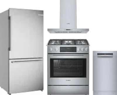 4 Piece Package Includes Refrigerator, Range, Hood And Dishwasher