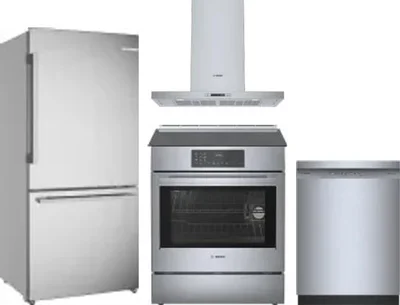 4 Piece Package Includes Refrigerator, Range, Hood And Dishwasher