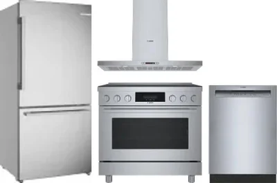 4 Piece Package Includes Refrigerator, Range, Hood And Dishwasher