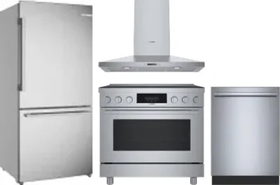 4 Piece Package Includes Refrigerator, Range, Hood And Dishwasher