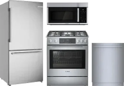 4 Piece Package Includes Refrigerator, Range, Microwave And Dishwasher