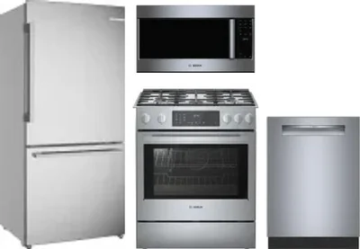 4 Piece Package Includes Refrigerator, Range, Microwave And Dishwasher