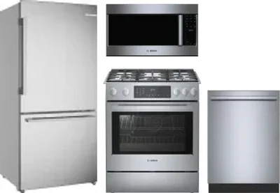4 Piece Package Includes Refrigerator, Range, Microwave And Dishwasher