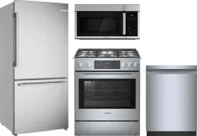 4 Piece Package Includes Refrigerator, Range, Microwave And Dishwasher