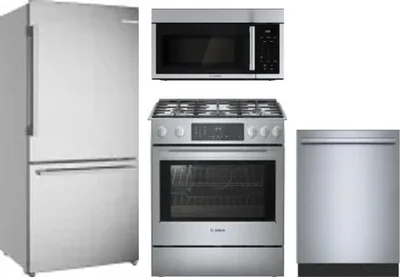 4 Piece Package Includes Refrigerator, Range, Microwave And Dishwasher
