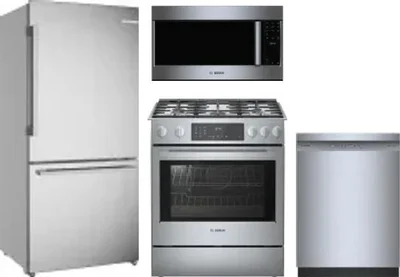 4 Piece Package Includes Refrigerator, Range, Microwave And Dishwasher