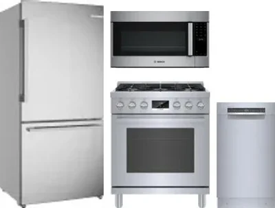 4 Piece Package Includes Refrigerator, Range, Microwave And Dishwasher