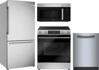 4 Piece Package Includes Refrigerator, Range, Microwave And Dishwasher