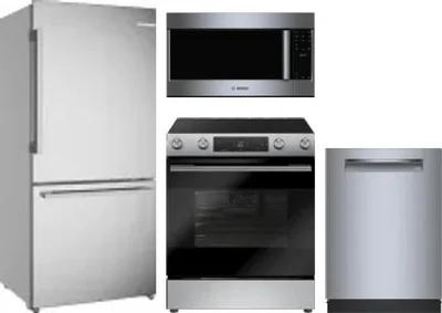 4 Piece Package Includes Refrigerator, Range, Microwave And Dishwasher