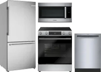 4 Piece Package Includes Refrigerator, Range, Microwave And Dishwasher