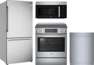 4 Piece Package Includes Refrigerator, Range, Microwave And Dishwasher