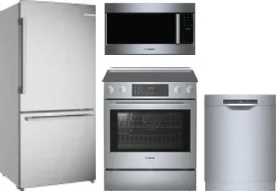 4 Piece Package Includes Refrigerator, Range, Microwave And Dishwasher