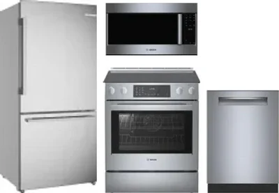 4 Piece Package Includes Refrigerator, Range, Microwave And Dishwasher