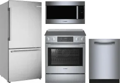 4 Piece Package Includes Refrigerator, Range, Microwave And Dishwasher