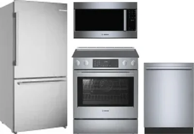 4 Piece Package Includes Refrigerator, Range, Microwave And Dishwasher