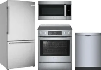 4 Piece Package Includes Refrigerator, Range, Microwave And Dishwasher
