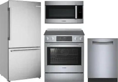 4 Piece Package Includes Refrigerator, Range, Microwave And Dishwasher