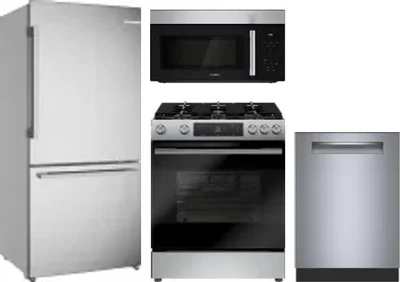4 Piece Package Includes Refrigerator, Range, Microwave And Dishwasher