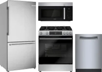 4 Piece Package Includes Refrigerator, Range, Microwave And Dishwasher