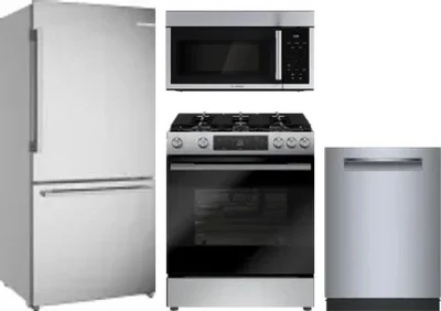 4 Piece Package Includes Refrigerator, Range, Microwave And Dishwasher