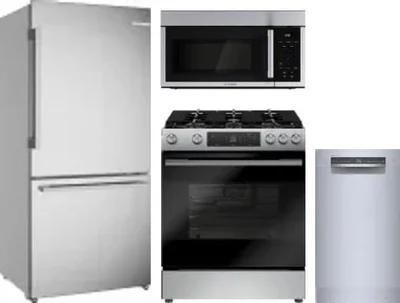 4 Piece Package Includes Refrigerator, Range, Microwave And Dishwasher