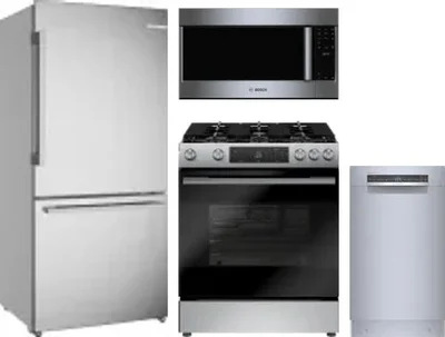 4 Piece Package Includes Refrigerator, Range, Microwave And Dishwasher