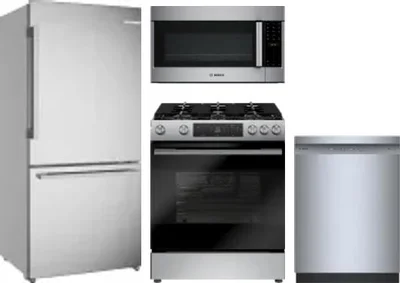 4 Piece Package Includes Refrigerator, Range, Microwave And Dishwasher