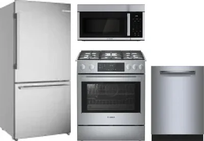 4 Piece Package Includes Refrigerator, Range, Microwave And Dishwasher