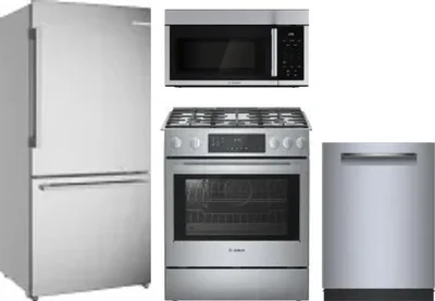 4 Piece Package Includes Refrigerator, Range, Microwave And Dishwasher