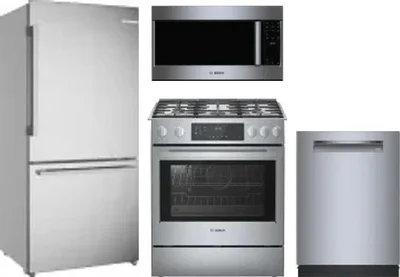 4 Piece Package Includes Refrigerator, Range, Microwave And Dishwasher