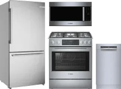 4 Piece Package Includes Refrigerator, Range, Microwave And Dishwasher