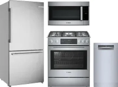 4 Piece Package Includes Refrigerator, Range, Microwave And Dishwasher