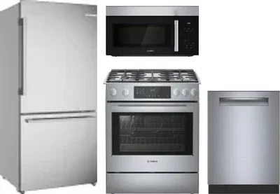 4 Piece Package Includes Refrigerator, Range, Microwave And Dishwasher
