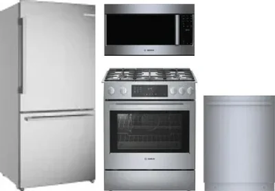 4 Piece Package Includes Refrigerator, Range, Microwave And Dishwasher