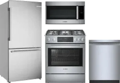 4 Piece Package Includes Refrigerator, Range, Microwave And Dishwasher